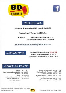 Extrait de (Catalogues) Ventes aux enchères - BD Enchères - BD Enchères - Dimanche 29 novembre 2015 - Liège Palais des Congrès
