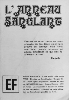 Extrait de Série bleue (demi-bleue) et Hors-série (Elvifrance) -1- L'anneau sanglant
