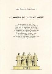Verso de L'Épopée helvète -5- Le Temps de la Réforme - À l'ombre de la Dame Noire