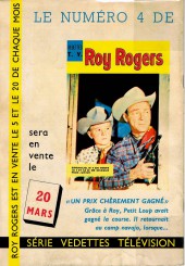 Verso de Roy Rogers, le roi des cow-boys (3e série - vedettes T.V) -3- Numéro 3