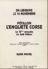 Verso de Jack Palmer -12HC- L'Enquête corse