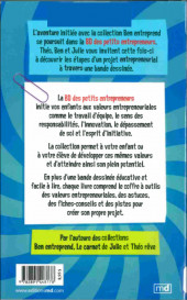 Verso de BD des petits entrepreneurs - Théo prépare une course de minivoiliers