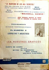 Verso de Max Audaz (1re série - Vértice - 1965) -1- La mansión de los mil secretos