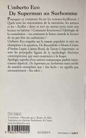 Verso de (DOC) Études et essais divers -POCHE- De Superman au Surhomme