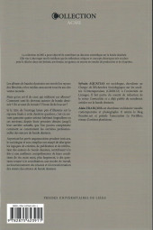 Verso de (DOC) Presses Universitaires Liège - ACME -9- On ne vit pas de la bande dessinée. Trajectoires professionnelles d’auteurs à Angoulême