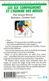 Verso de Six compagnons (les) romans -55BVs- Les Six Compagnons et l'Homme des neiges